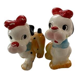 Vintage 1950's Anthropomorphic Dog Ceramic Figurines MCM Kitsch Japan - A1098